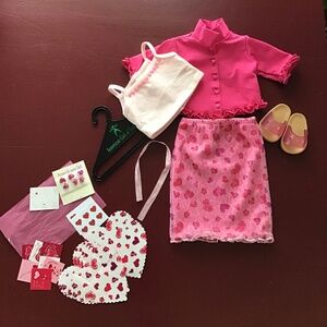 American Girl of Today Retired Vintage Valentine Party Pink Hearts Outfit